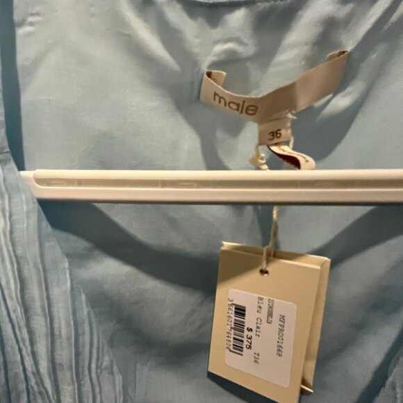 Light Blue Maje Crinkle-effect voile dress with ruffles - Picture 3 of 10